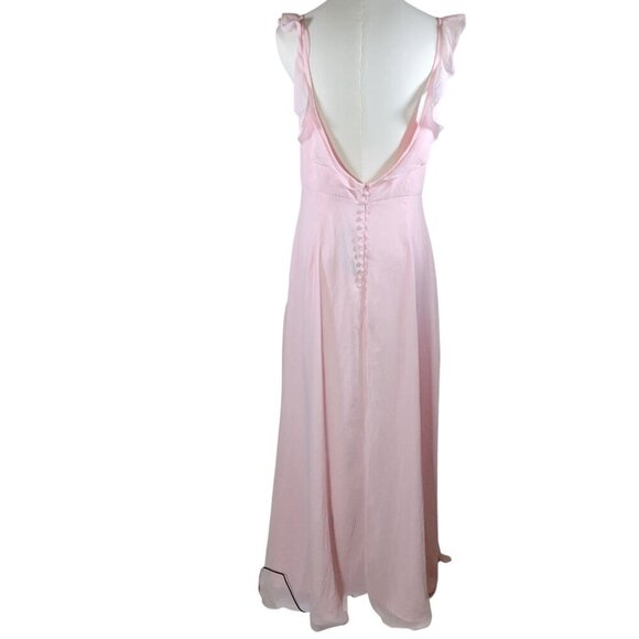 Lulus Dreamy Admiration Light Pink Ruffled Maxi Dress Size L - Picture 7 of 8